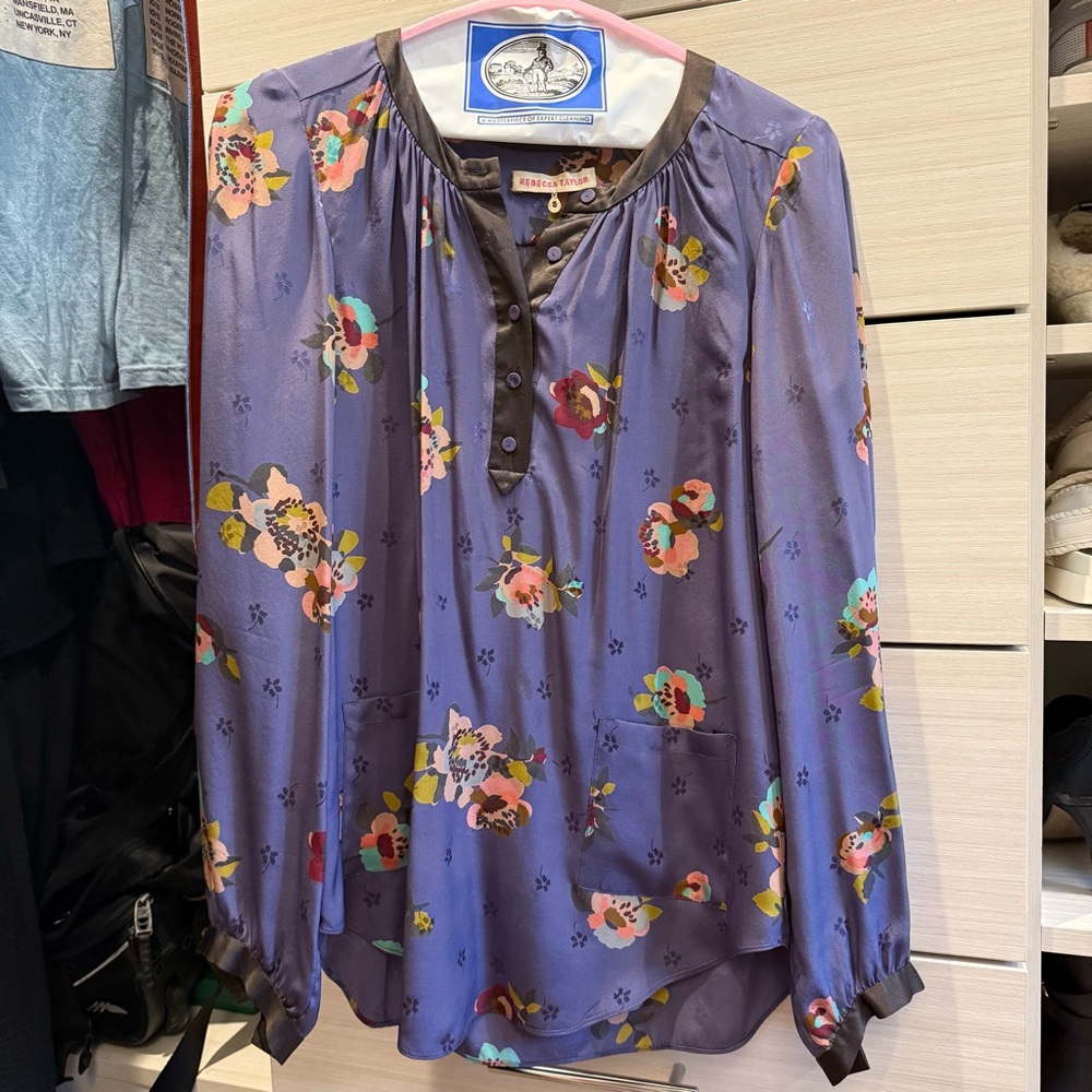 Rebecca Taylor Purple Floral Blouse